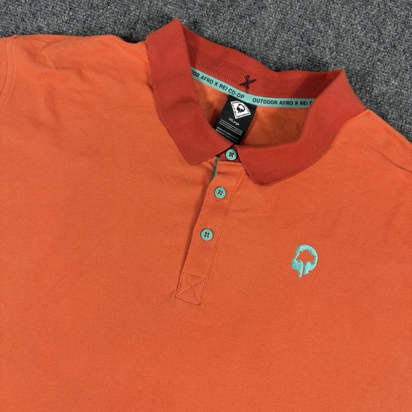 Outdoor Afro + Rei Co-op Men's SZ 3XL‎ XXXL Short Sleeve Polo Shirt Papaya - Picture 1 of 9